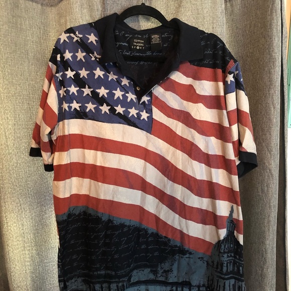 Men’s cotton Patriot traders India collar flag shirt - Picture 4 of 11